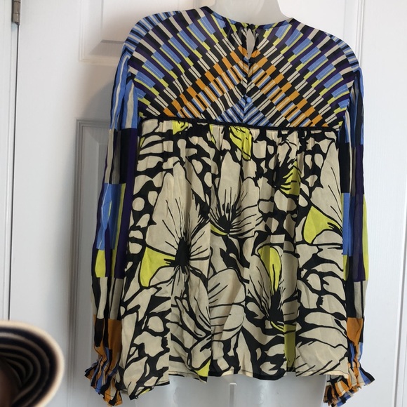 Bl-nk Miranda Peasant Blouse MP Black Motif Anthro - Picture 6 of 15